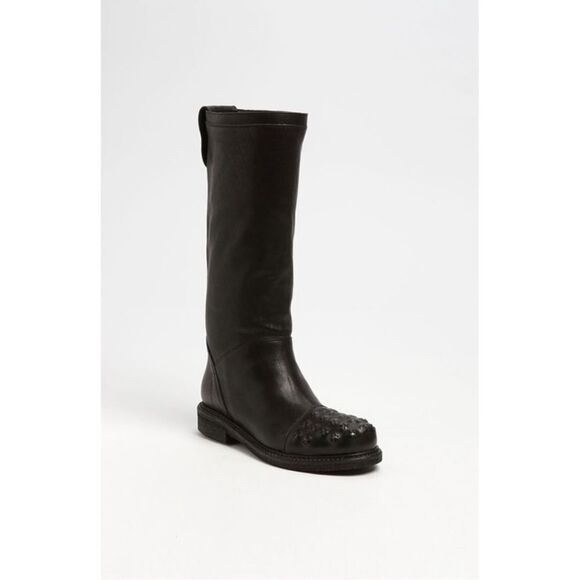 Latitude Black Leather studded Riding Boot 36 - Picture 1 of 4